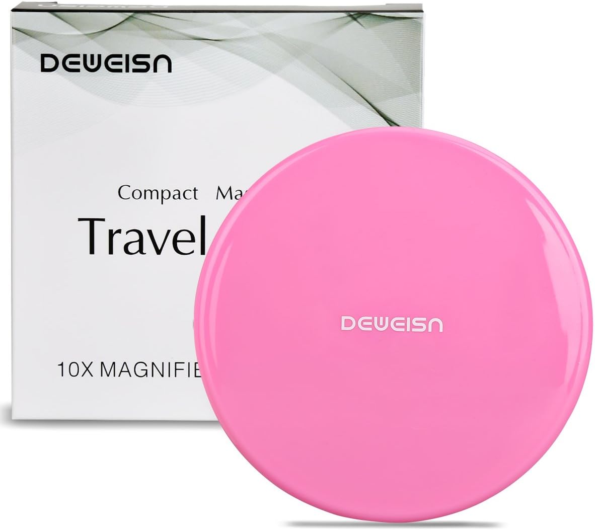 deweisn Espejo cosmético compacto con aumento y elegante espejo de maquillaje de bolsillo compacto, espejo de maquillaje de viaje de mano con