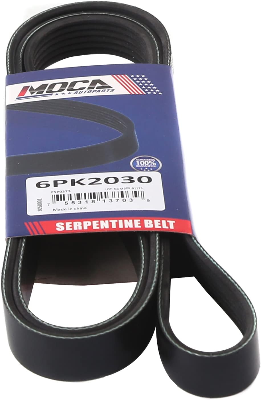MOCA 6PK2030 EPDM – Correa serpentina para Chevrolet Corvette 5.7L V8 -cc 350ci (alternador, bomba de agua y dirección asistida)