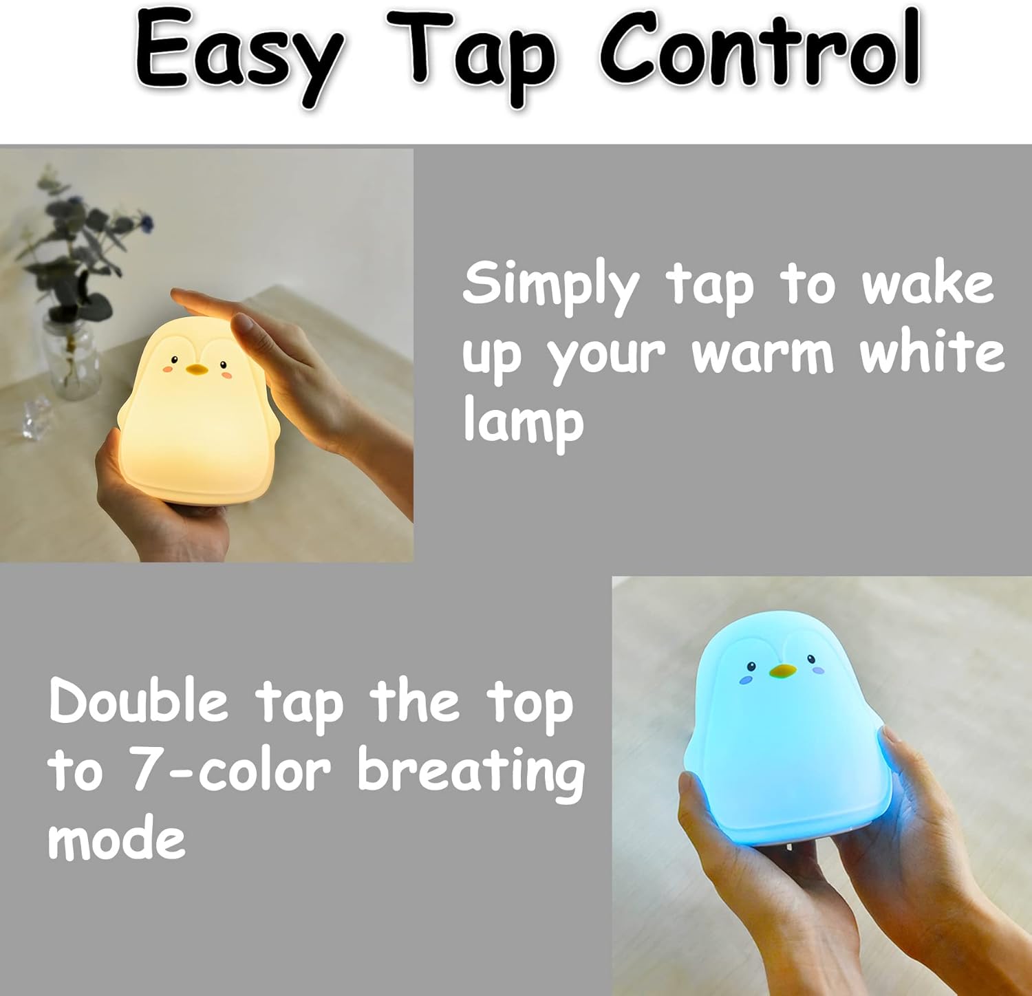 TriPro Penguin – Lámpara de silicona para decoración de habitación de bebé, niños, niñas, niños pequeños, adolescentes
