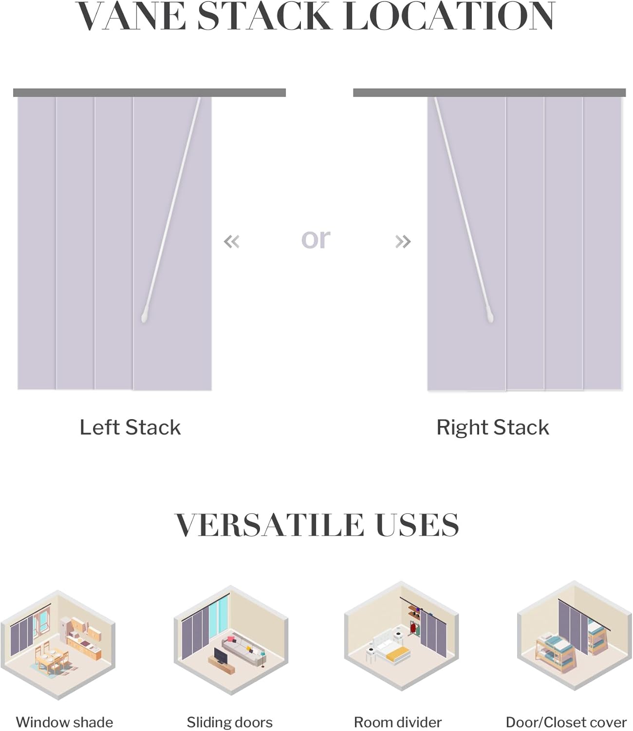 Graywind Paneles deslizantes manuales para filtrar la luz, panel de privacidad, persianas de control de varilla, persianas para ventana de patio,