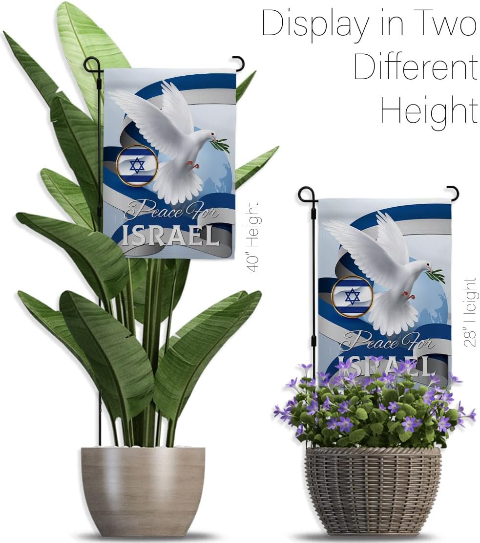 Paz para Israel – Juego de postes de jardín para decoración de jardín, decoración para el hogar, interior, tumba, patio, letrero para exteriores,