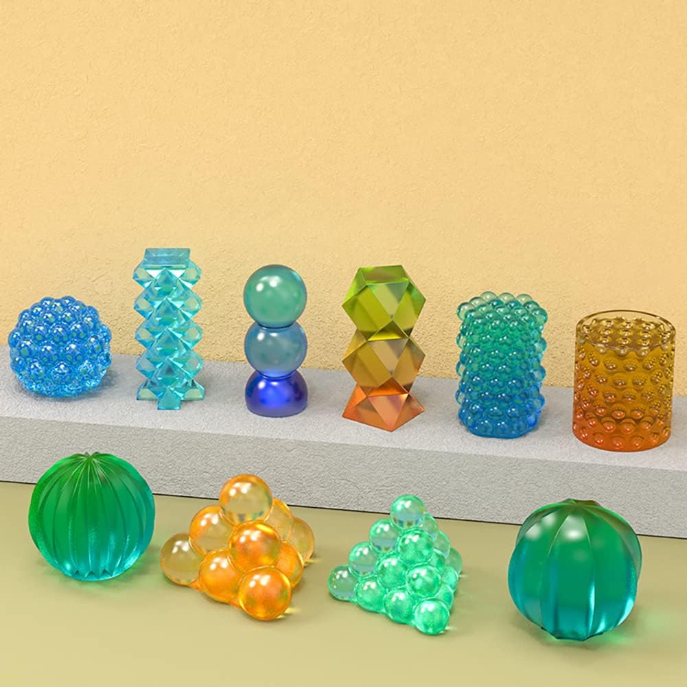 Cjeuxnr 10 moldes de vela cilíndrica, molde de arte para manualidades, molde de vela de resina de silicona 3D, moldes de silicona para hacer velas