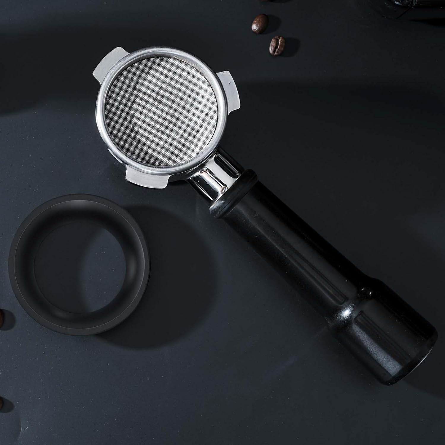 PUSEE Embudo de dosificación de espresso de 2.008 in y pantalla de disco de 2.008 in, anillo dosificador de café magnético de metal de aluminio,