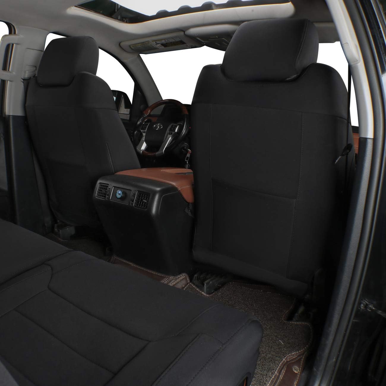 EKR Fundas de asiento de coche de neopreno personalizadas para Toyota Tundra Select Extended y Double Cab 2014 2015 2016 2017 2018 2019 2020 2021 –