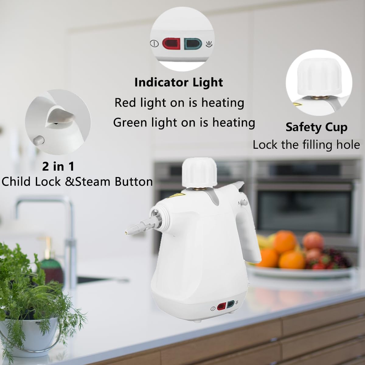 Limpiador a vapor presurizado, limpiador de vapor de mano para uso doméstico, cocina, baño, detalles del automóvil, piso, tapicería portátil