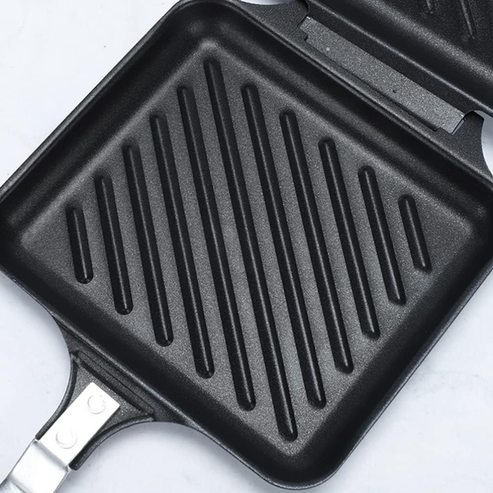 Hemoton Sartenes para máquina de desayuno, sartén de doble cara, sartén de barbacoa de 14 pulgadas, sartén de cocción a presión de doble cara, olla