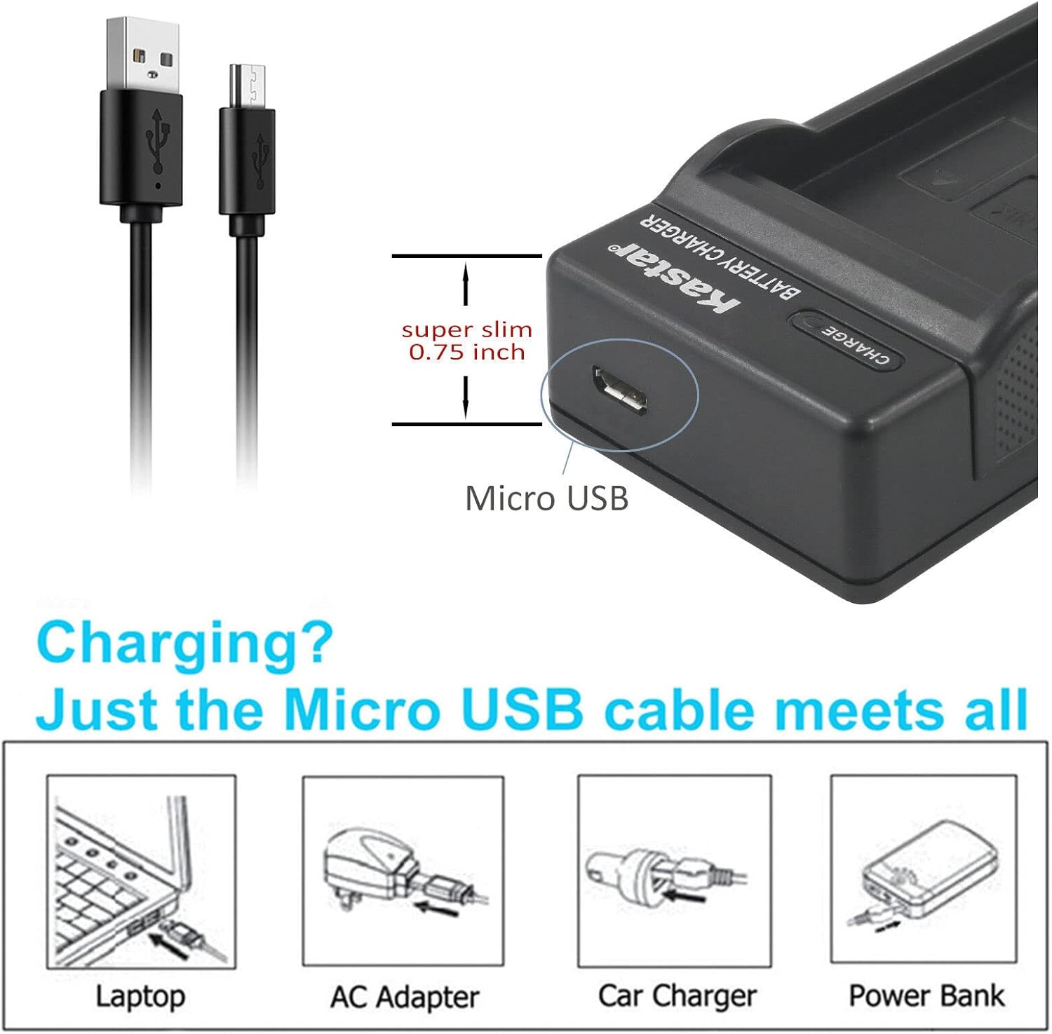 Kastar NP-FT1 – Cargador de batería USB delgado de repuesto para Sony Cyber-Shot DSC-T11, Cyber-Shot DSC-T33, Cyber-Shot DSC-L1, Cyber-Shot DSC-L1B,