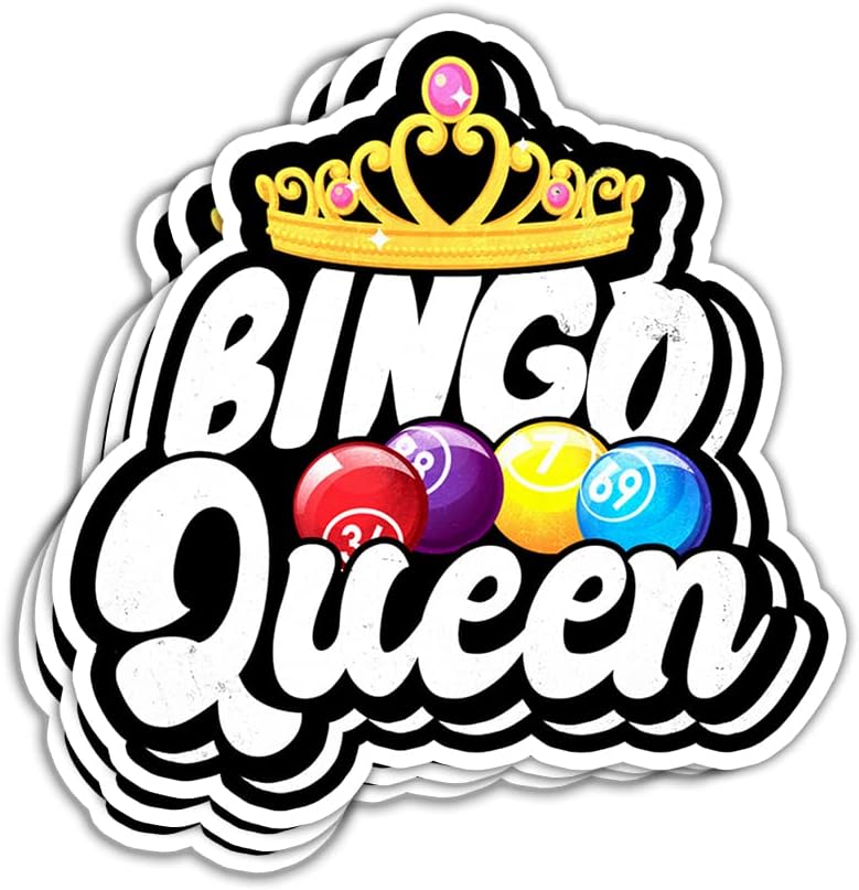 TODOLIA (3 piezas) Bingo Queen Sticker Funny Bingo Games Sticker Bingo Balls Bingo Sticker Bingo Player Bingo Lover Decoración de regalo gráfico