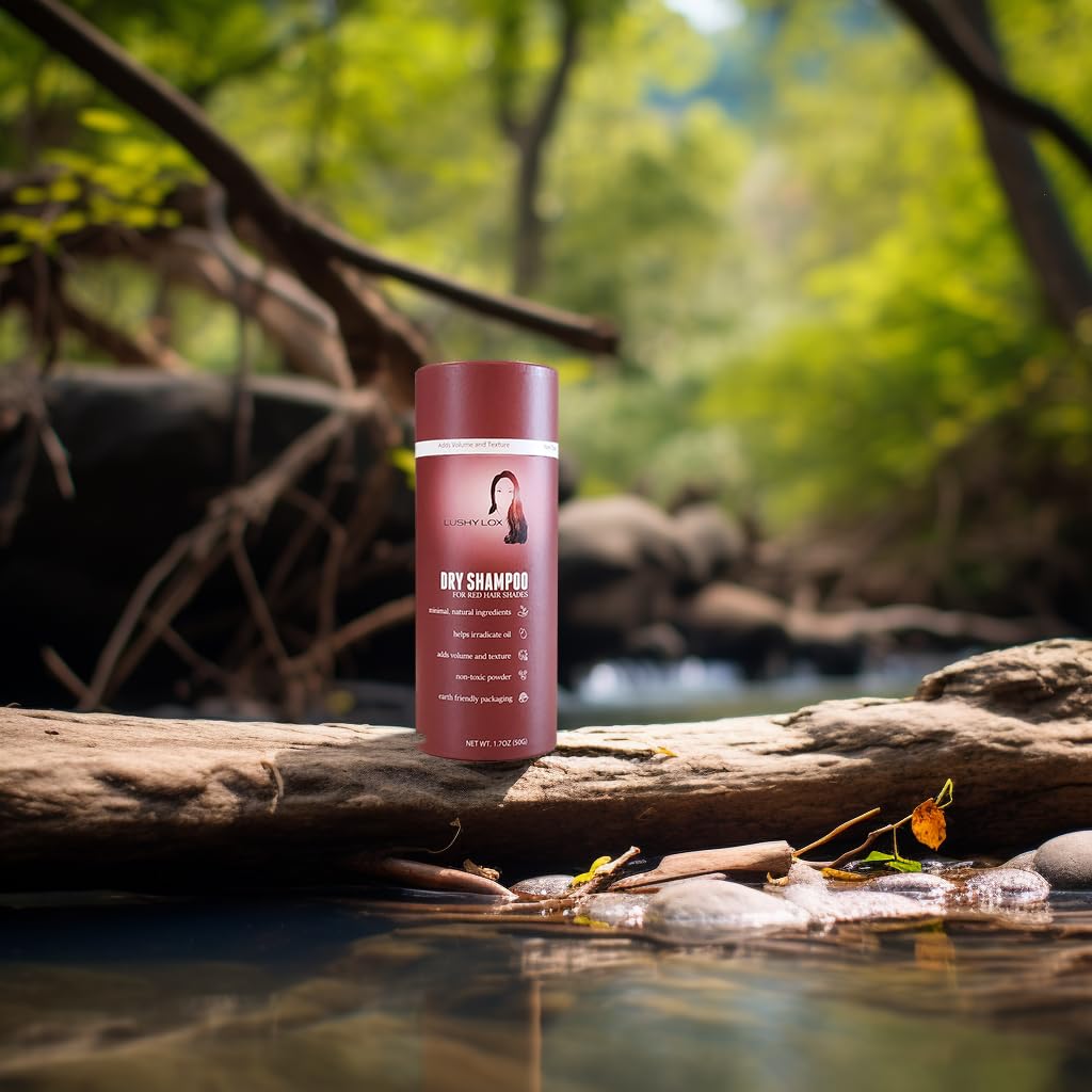 Champú seco en polvo para tonos de cabello rojo, todos los ingredientes naturales, no aerosol, no tóxico, embalaje respetuoso con la tierra