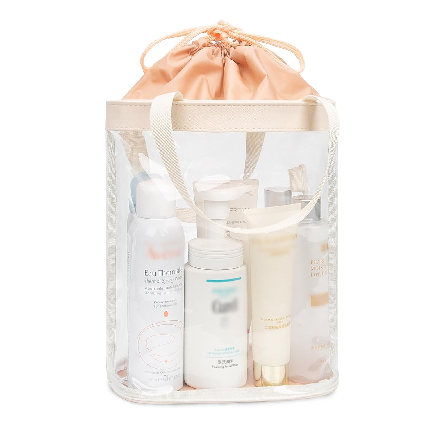 Neceser de viaje, bolsa de maquillaje transparente para mujer, bolsa de aseo aprobada por la TSA, bolsa transparente impermeable para cosméticos,