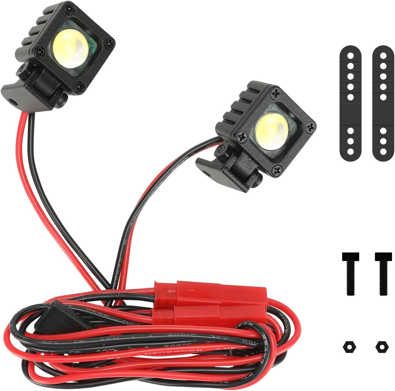 Barra de luz RC con carcasa de metal, lente rectangular, 2 unidades, luces RC Crawler Accesorios para Axial SCX10 Traxxas TRX4 TRX4M Arrma Senton