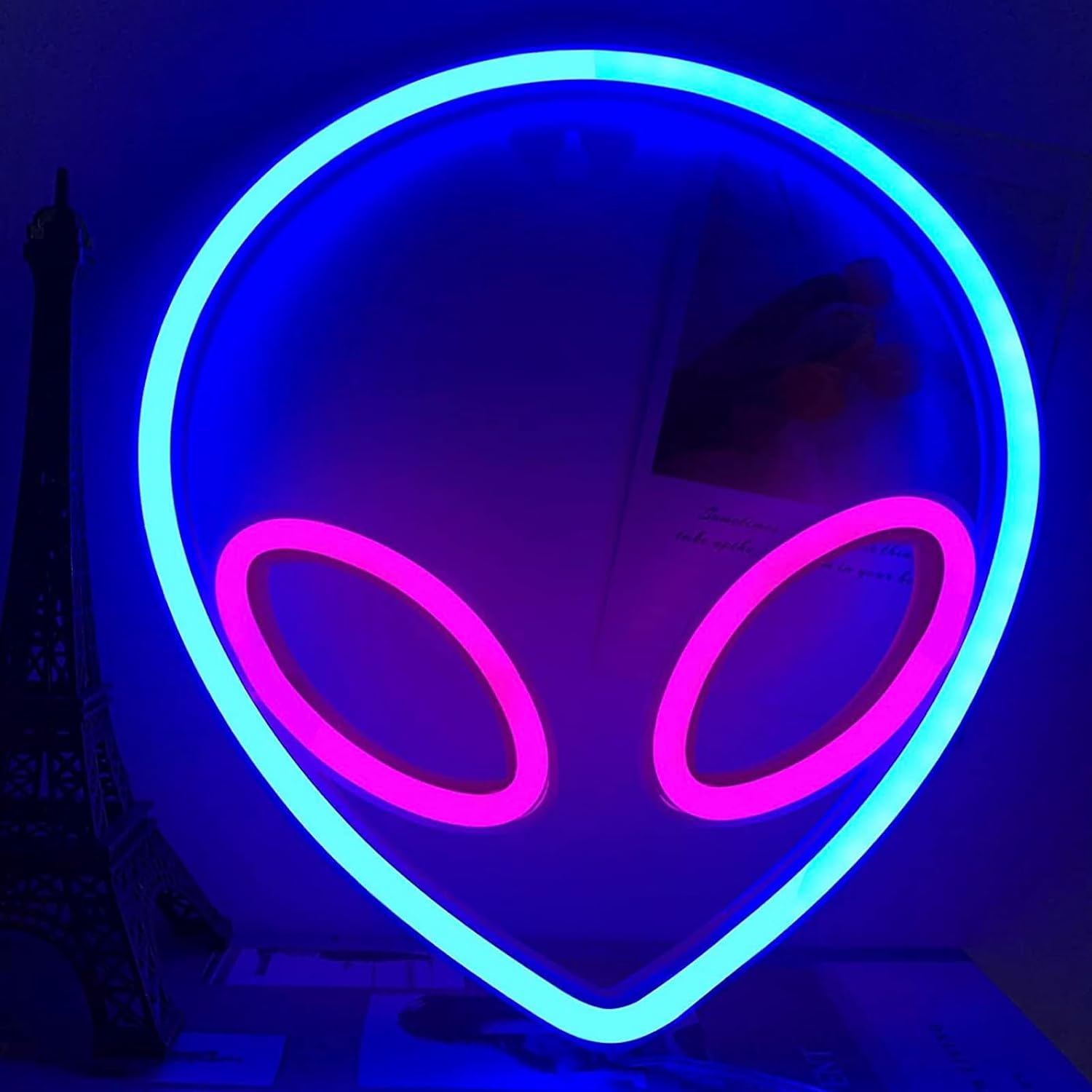 Letrero de neón de alienígena para decoración de telón de fondo con batería o USB, para decoración de habitación, letrero de neón LED para