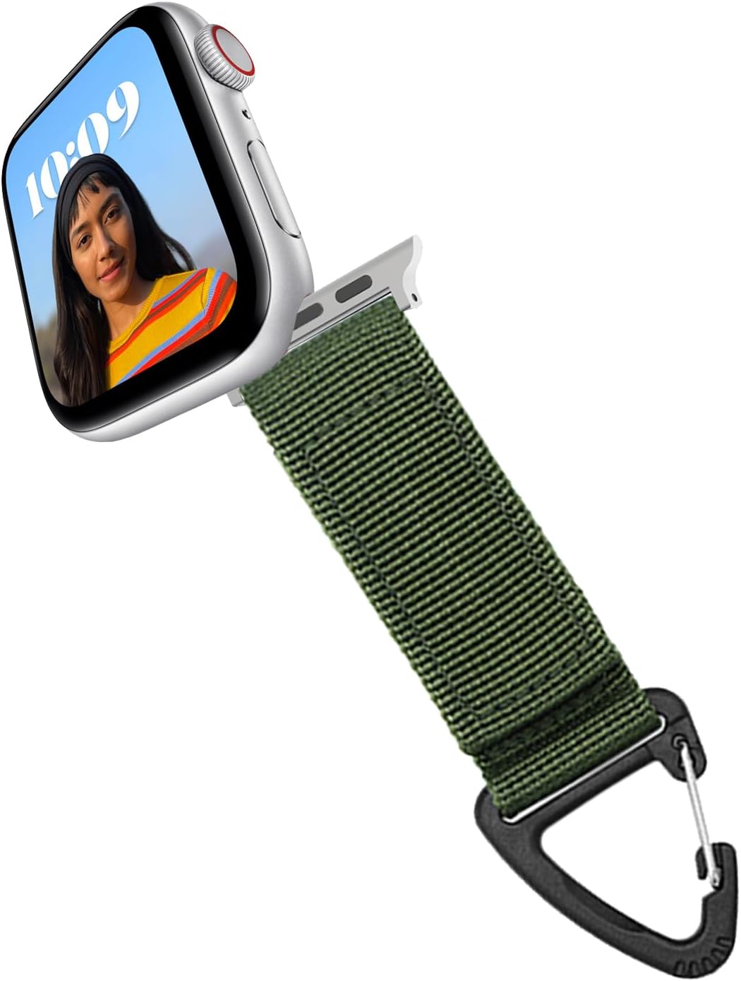Nylon Strap Compatible with Apple Watch Fob Clip Holder Carabiner Military Tactical Band