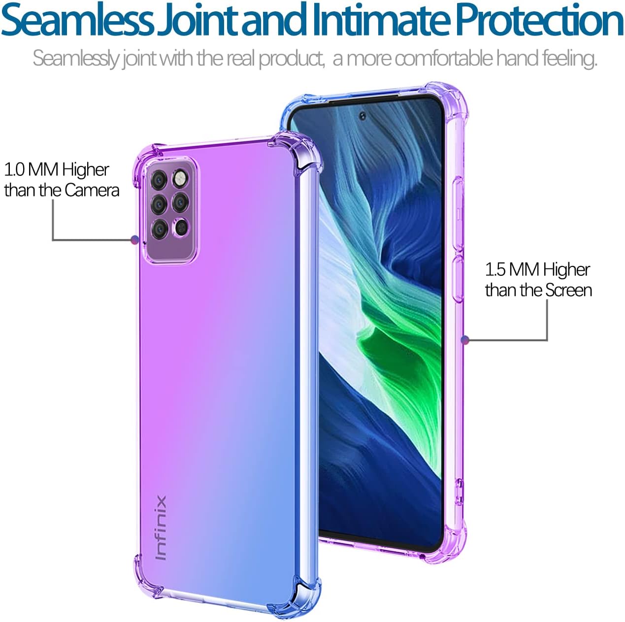 Funda para Infinix Note 10 Pro, Note 10 Pro NFC X695, funda transparente degradado, delgada, antiarañazos, TPU a prueba de golpes, funda protectora