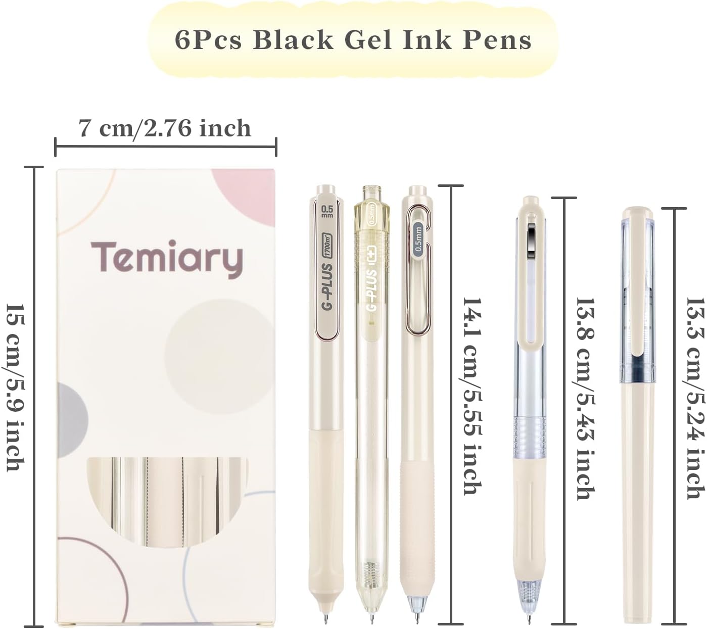 5 bolígrafos de tinta de gel estéticos retráctiles de 0.020 in, lindo bolígrafo de gel sin manchas para tomar notas, bolígrafo de escritura suave de