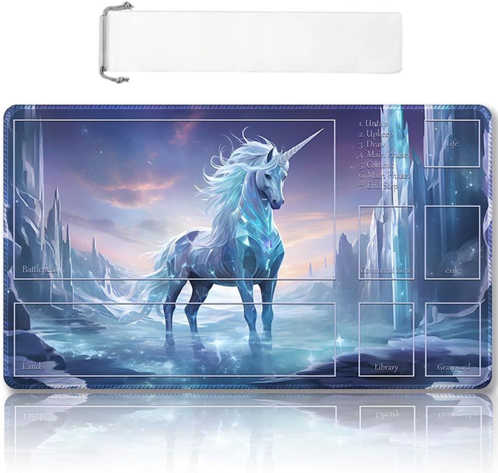 Tapete de juego MTG cosido de alta calidad con zonas y parte trasera de goma antideslizante, tapete de juego TCG para MTG y otros juegos de cartas,