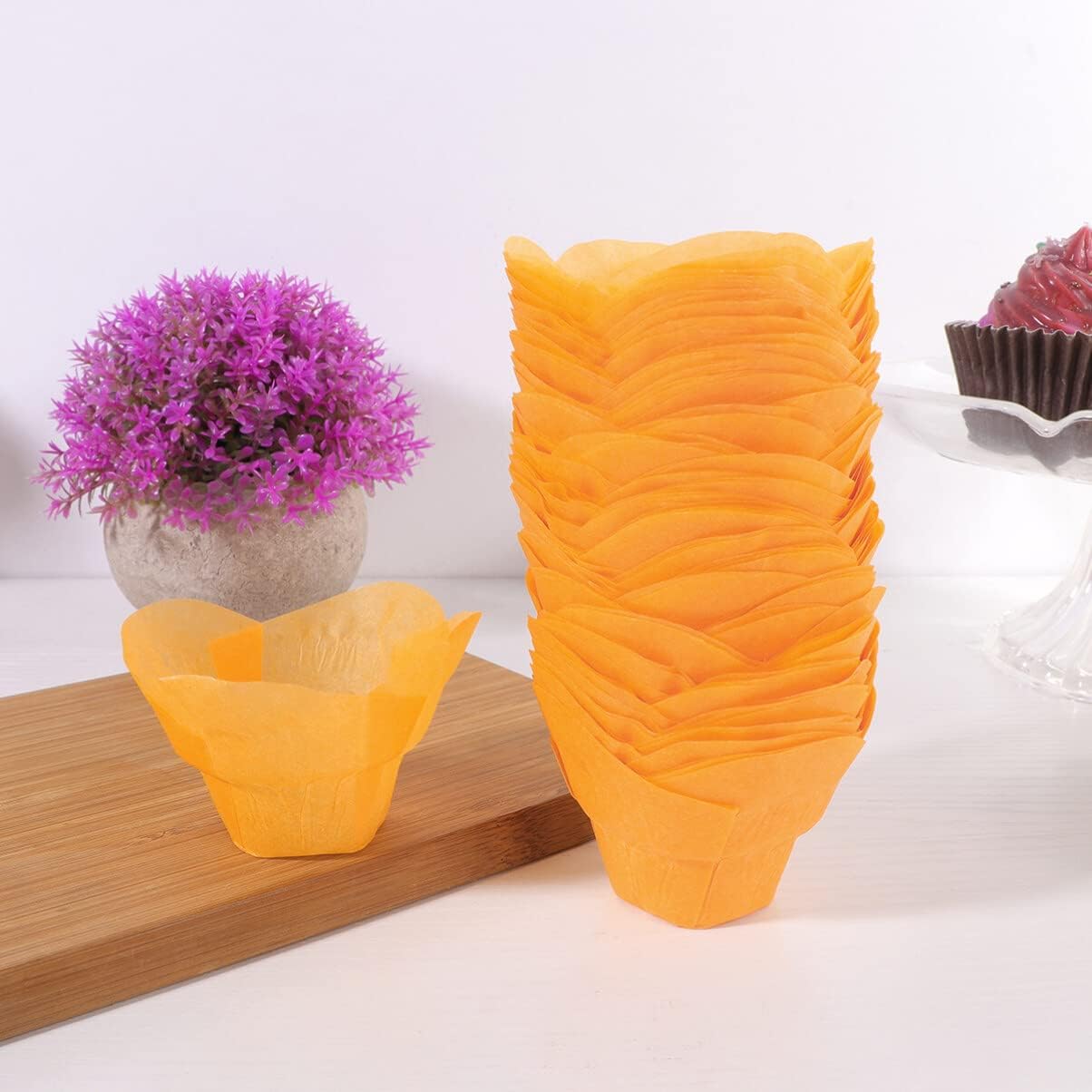 Cabilock 100 piezas de huevos para muffins, revestimientos de muffins de pergamino, papeles para magdalenas de boda, envoltorios de mini muffins,