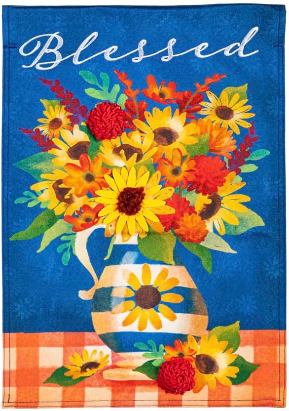 Evergreen Flag Bandera de lino de jardín con arreglo floral bendito, bandera de jardín de otoño de doble cara, 12.5 x 18 pulgadas, decoración otoñal