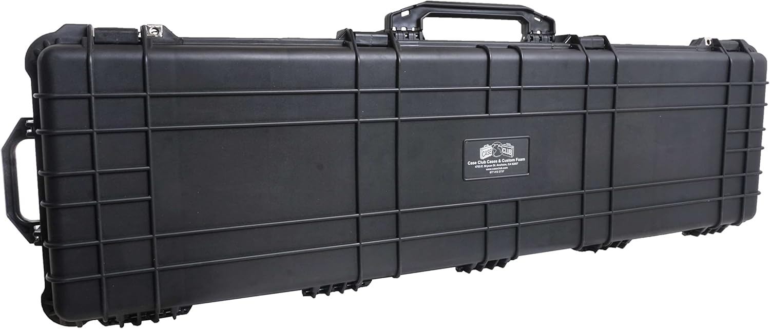 Case Club Funda rígida de 52 pulgadas con inserto de espuma de competencia de 3 pistolas precortadas, funda rígida protectora para rifle rodante,