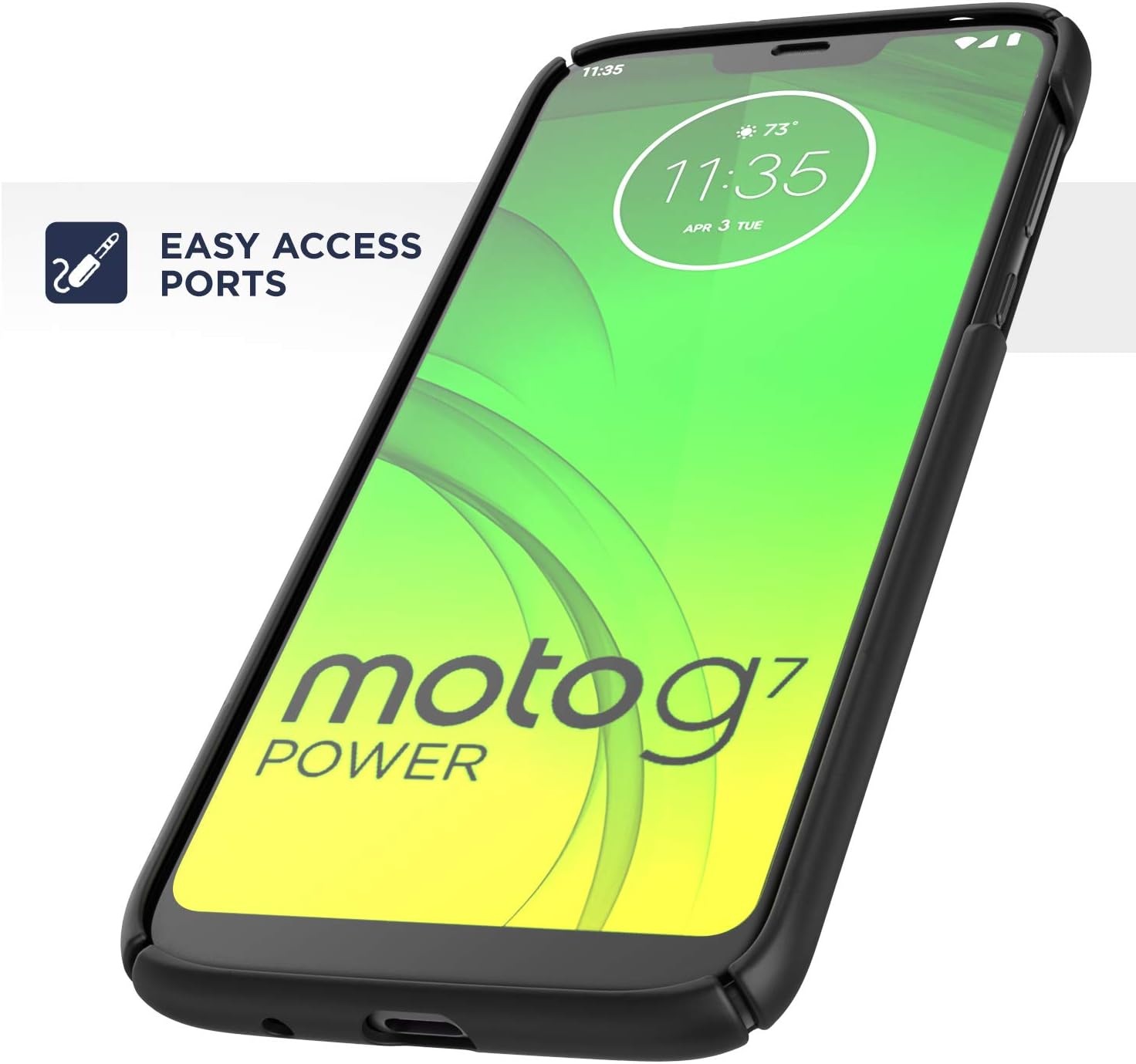 ENCASED Moto G7 Power Belt Case con Kickstand (2019 Slimline) Cubierta ultra fina con clip de funda – Negro