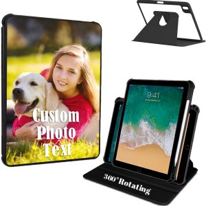 Funda protectora personalizada con soporte giratorio de 360 grados con logotipo y foto con parte trasera transparente y reposo inteligenteencendido Funda protectora personalizada con soporte giratorio de 360 grados con logotipo y foto con parte trasera transparente y reposo inteligenteencendido