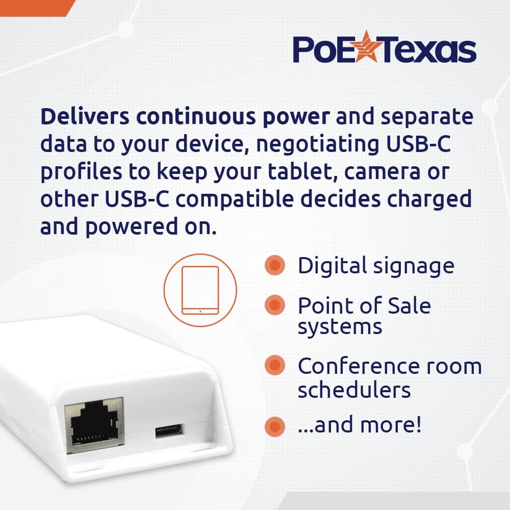 PoE Texas Alimentación PoE+ y datos Gigabit separados, compatible con Google Mesh, Eero, Nest Cam, Apple Pro, Air y Mini tablets, Google Pixel,