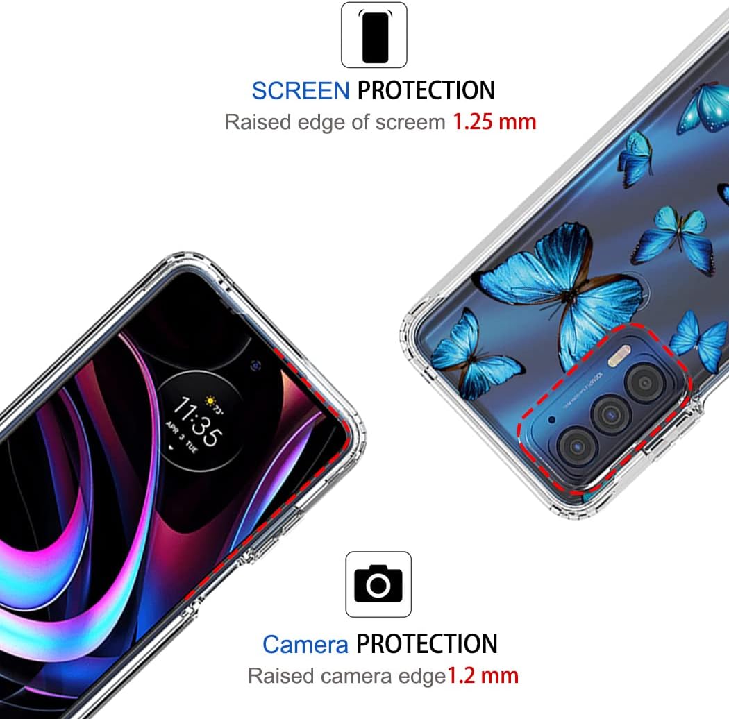 Funda para Moto Edge 2021Moto Edge 5G UW XT2141 con protector de pantalla de vidrio templado, suave 360 híbrida de cuerpo completo parachoques