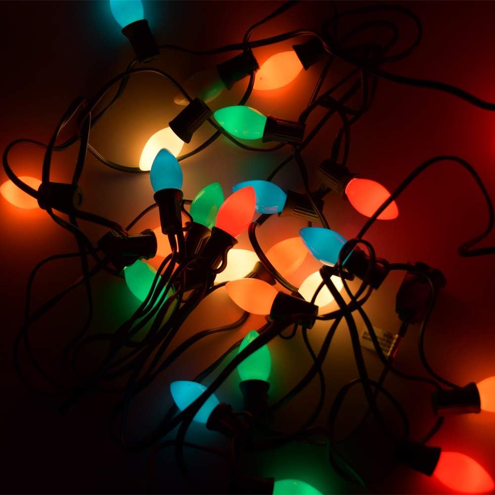 Goothy Paquete de 25 bombillas de repuesto C7 multicolor de Navidad, bombillas de cerámica multicolor para Navidad, exteriores, patio, interior,