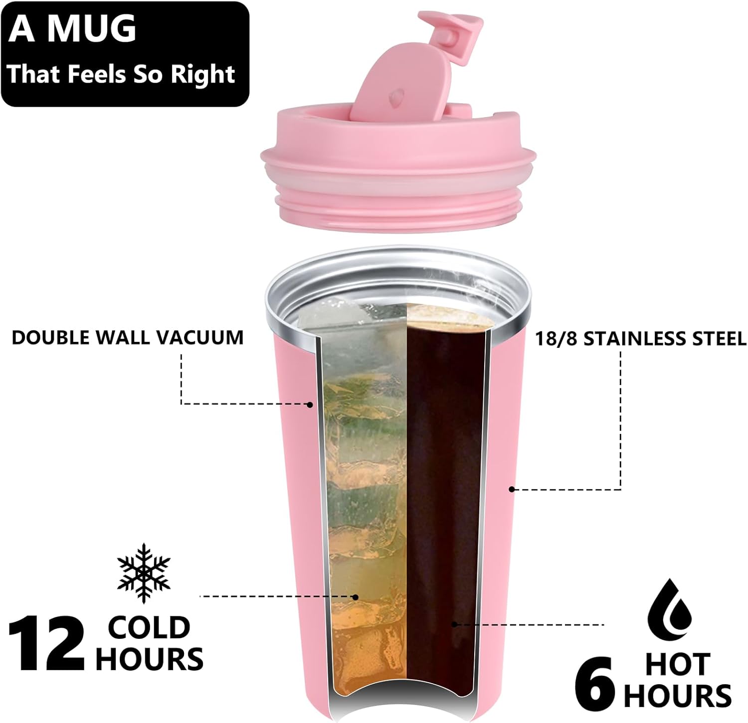 Taza de café, vasos de café con popotes y cepillos para pajillas, taza de café de viaje con tapas a prueba de fugas para mantener el agua caliente y