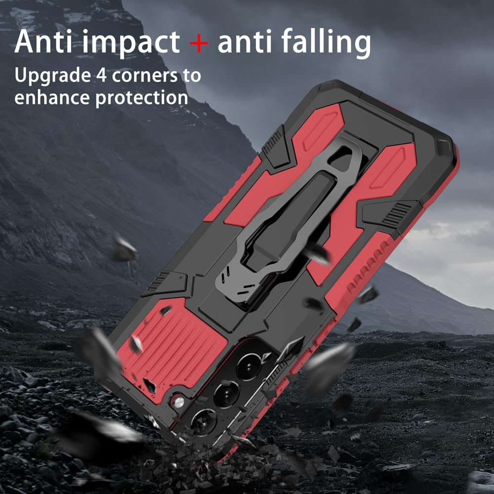 Asuwish Funda protectora compatible con Samsung Galaxy S22 5G y protector de pantalla de vidrio templado, clip para cinturón, resistente a prueba de