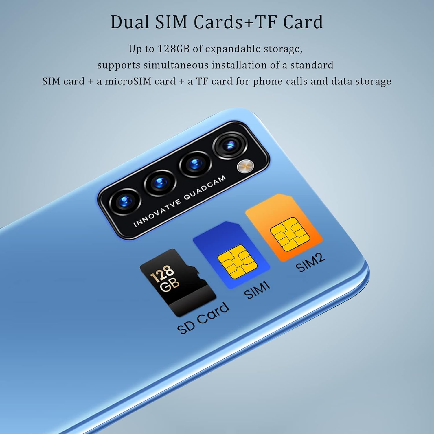 EBTOOLS 5.45in Face Fingerprint Desbloquear Teléfono celular inteligente, pantalla HD Android 1+8G Smartphone Dual Card Dual Standby (azul)