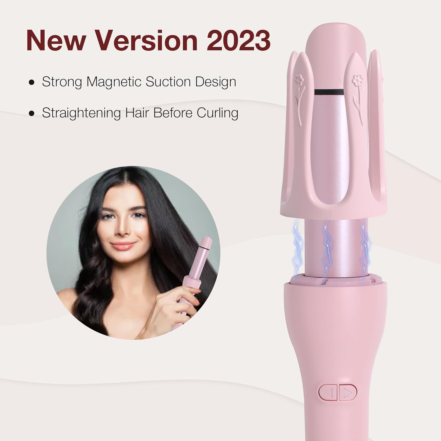ECOJIA Rizador automático de pelo, rizador de cerámica de 1 14 pulgadas, varita rizadora giratoria automática para rizos y ondas fáciles, plancha de
