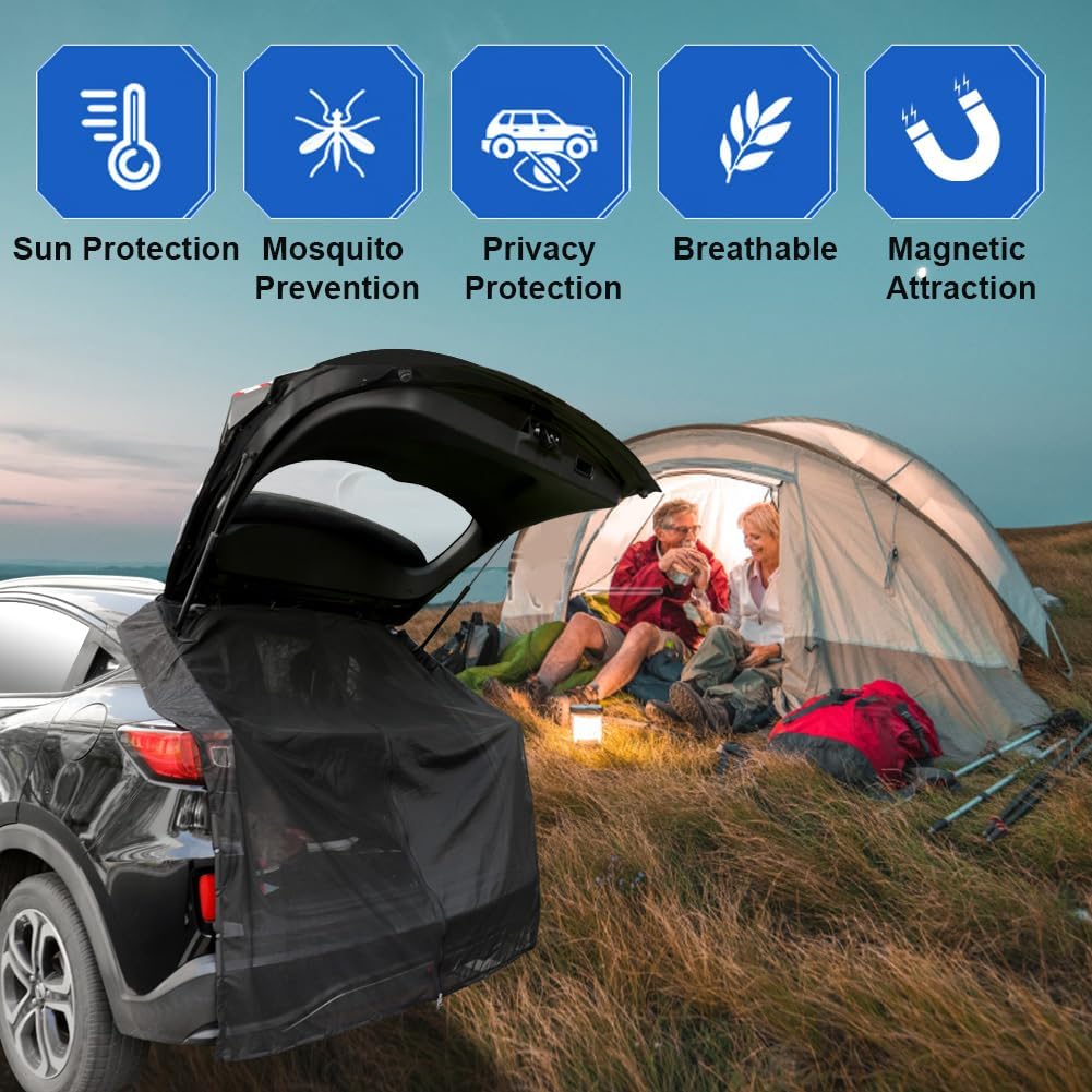 Mosquitera magnética transpirable para puerta trasera de automóvil, pantalla de malla transpirable para SUV, MPV, privacidad, protección UV,
