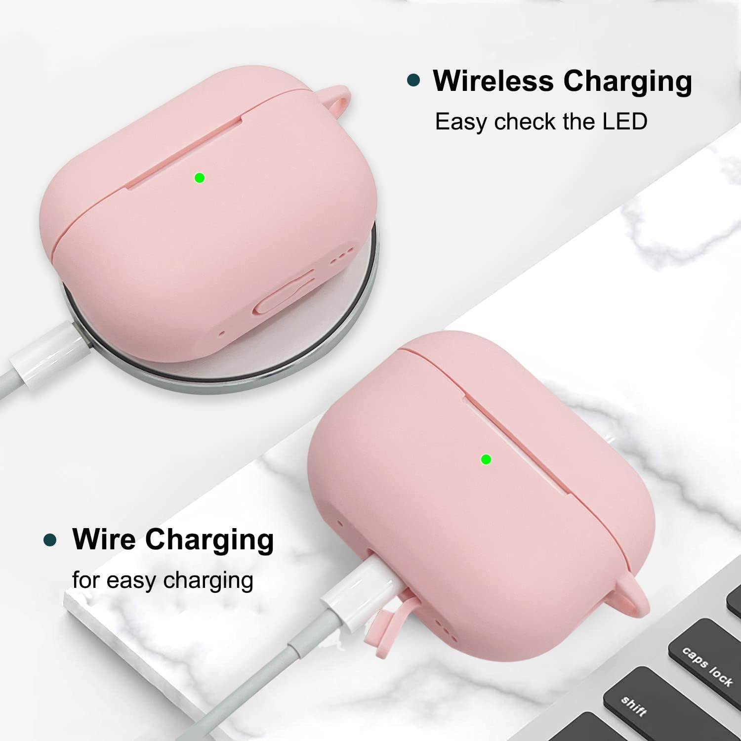Funda para Airpods Pro de 2 generación 2022, funda de silicona suave con llavero de pulsera linda para Apple Airpods Pro 2 para mujeres y niñas