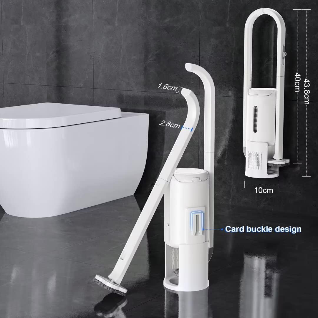 Toilet Brush Set with 2 Different Brushes.Disposable Toilet Bowl Brush with 16 Wand Refills,Golf Silicone Toilet Brush,Wall Mounted Ventilated