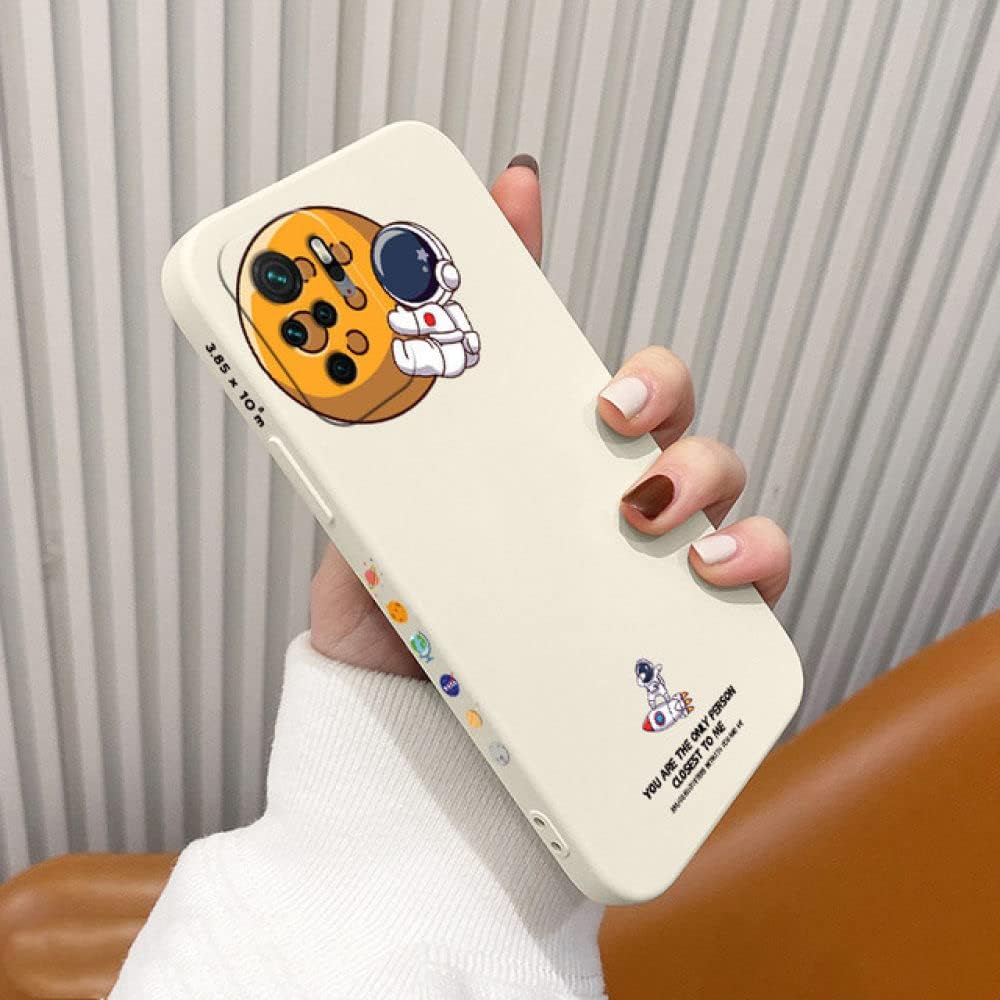 Funda de astronauta linda para Xiaomi para Redmi Note 10 9 8 11 Pro Plus 10S 9S 9T 8T 9C Mi 11T Poco X3 NFC M4 M3 F3 Cubierta de silicona líquida,