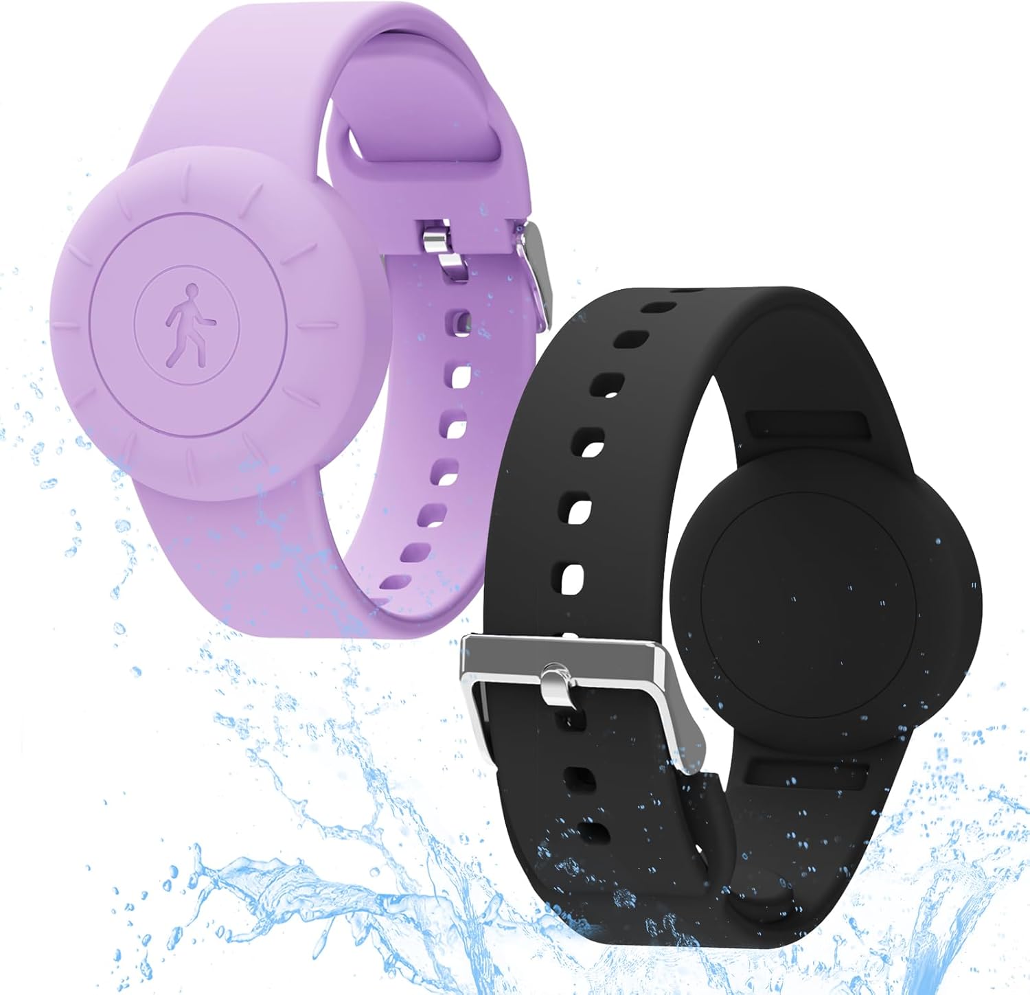 Pulsera impermeable para Airtag para niños (paquete de 2), pulsera de silicona suave oculta para niños, funda completa ligera para rastreador GPS