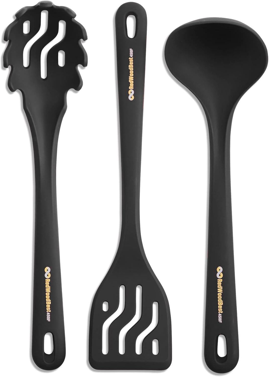 RedWoodBest Juego de utensilios de cocina esenciales para pasta de silicona, 3 piezas, haz pasta caliente casera con nuestros utensilios, tenedor