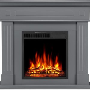 Xbeauty Chimenea eléctrica de 44 pulgadas con paquete de repisa, calentador de chimenea independiente con tronco y control remoto, 750-1500 W, (Gary) Xbeauty Chimenea eléctrica de 44 pulgadas con paquete de repisa, calentador de chimenea independiente con tronco y control remoto, 750-1500 W, (Gary)