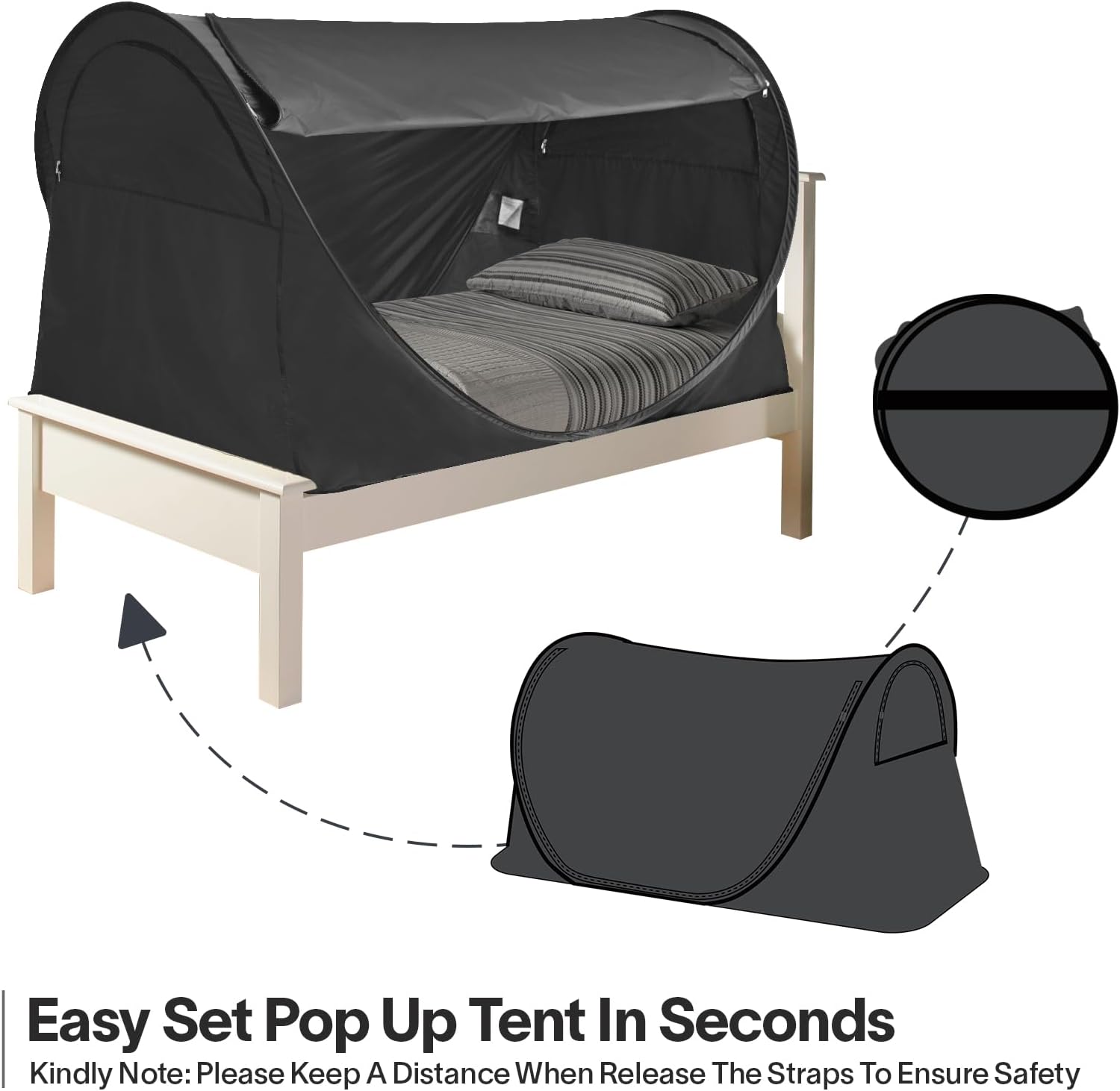 Alvantor Tienda de campaña para cama de tamaño matrimonial, toldo de cama desplegable de fácil instalación, opaca y de malla transpirable, tienda de