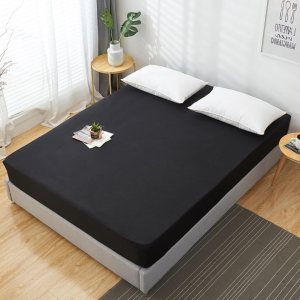 Sábana bajera de microfibra ligera súper suave y de fácil cuidado con bolsillos de 14 pulgadas de profundidad, 1 sábana bajera solo (negro, tamaño Sábana bajera de microfibra ligera súper suave y de fácil cuidado con bolsillos de 14 pulgadas de profundidad, 1 sábana bajera solo (negro, tamaño