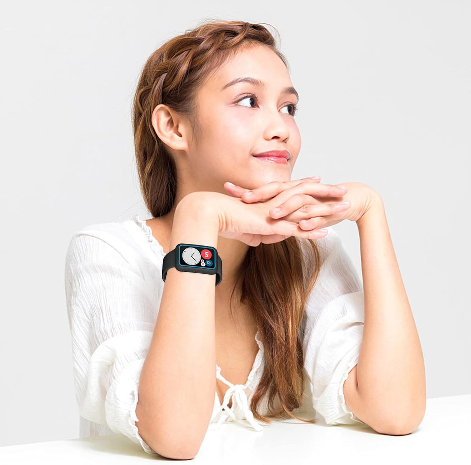 Hemobllo Protector de pantalla de marco de vidrio compatible con Huawei Watch Fit Case Smartwatch Funda compatible con Huawei Watch Negro Azul