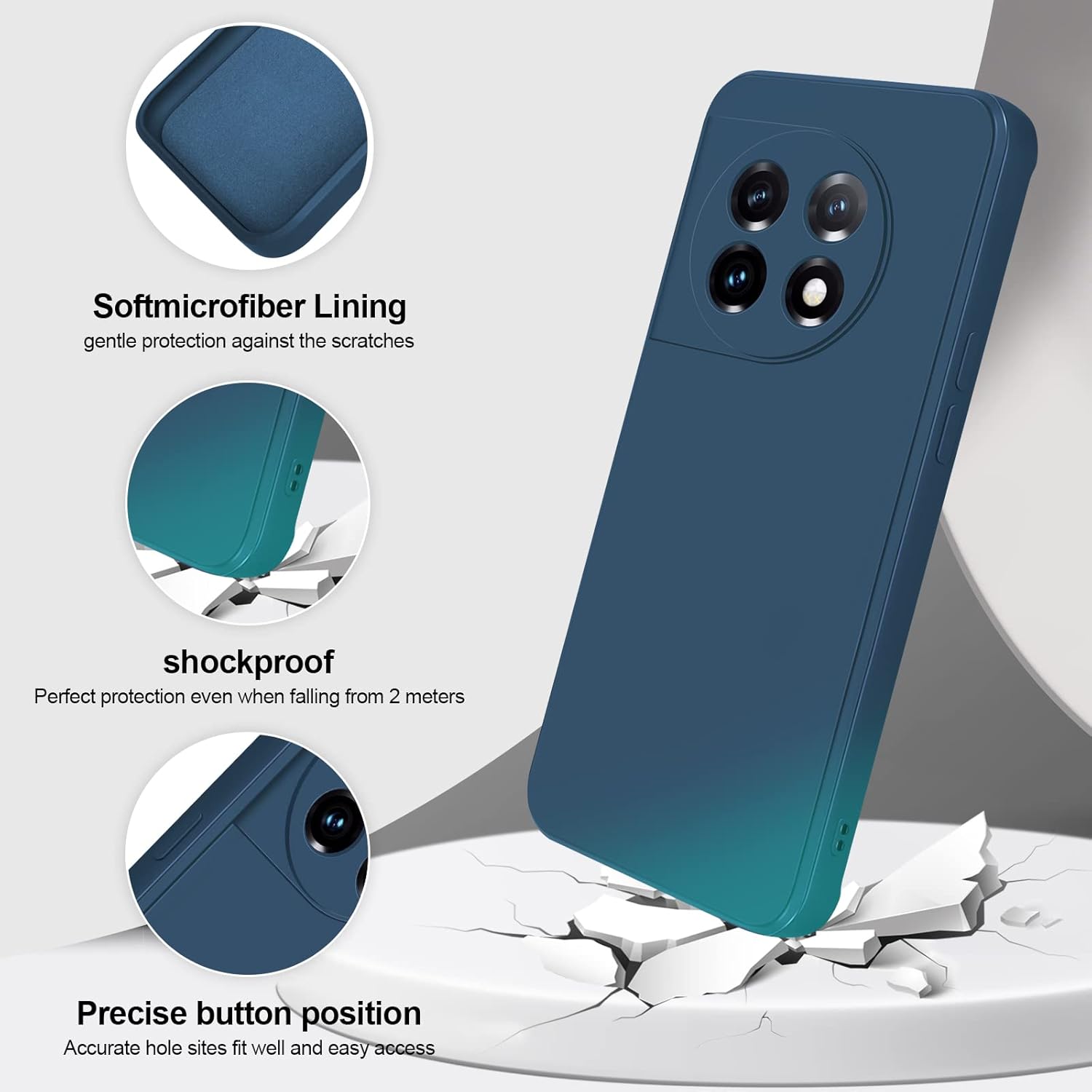 GiiYoon Funda de silicona compatible con OnePlus 11, funda de cuerpo completo para teléfono suave y sedosa con protección de cámara, funda a prueba