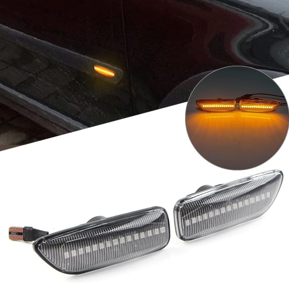 GZYF Luces de marcador laterales para guardabarros delanteros para Volvo S60 S80 MK1 V70 MK2 XC70 XC90 lente transparente, luz ámbar
