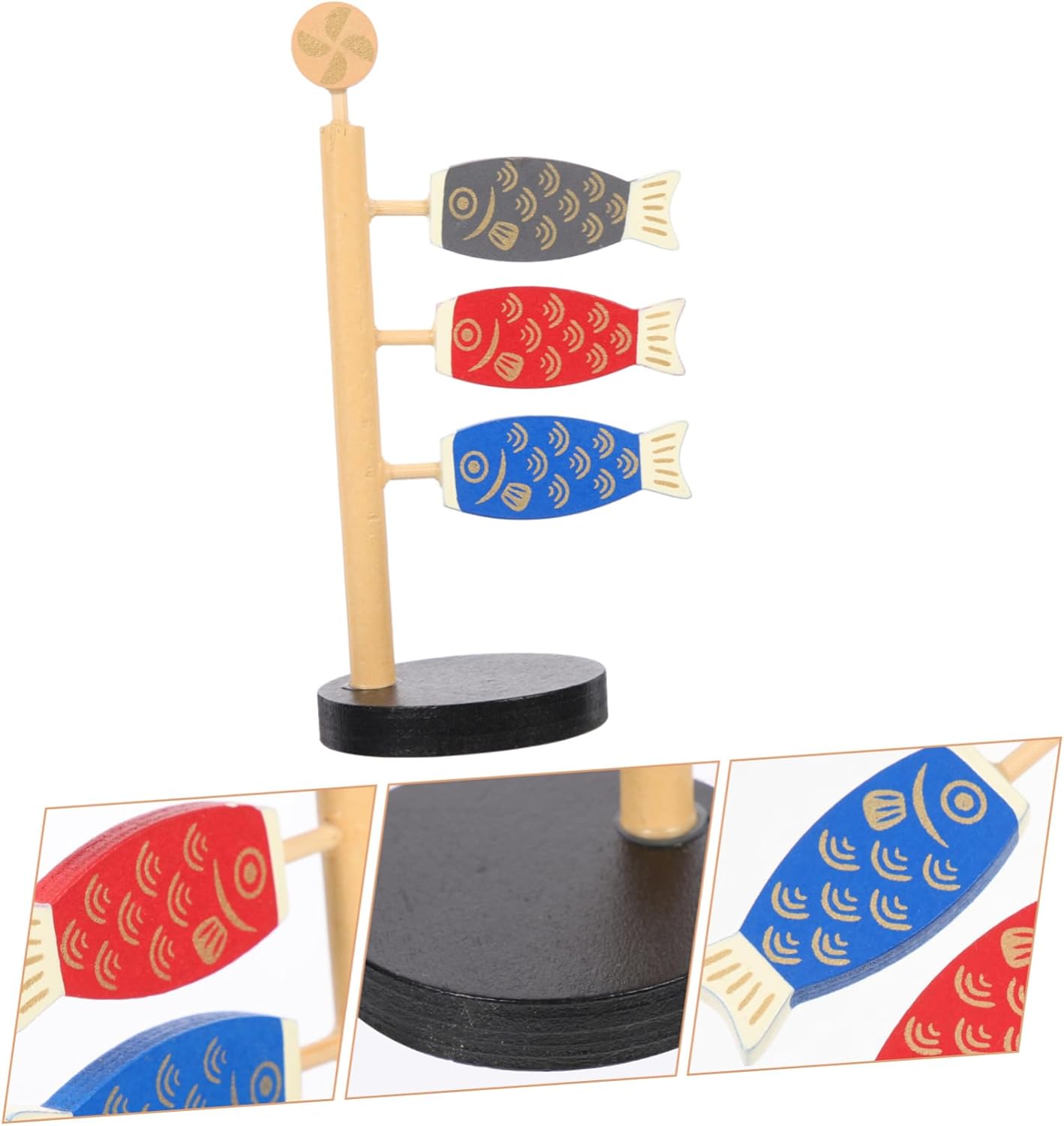 Garneck 4 unids carpa serpentina decoración madera lugar titular meditación cojín carpa japonesa windsock figurines carpa japonesa banner pescado