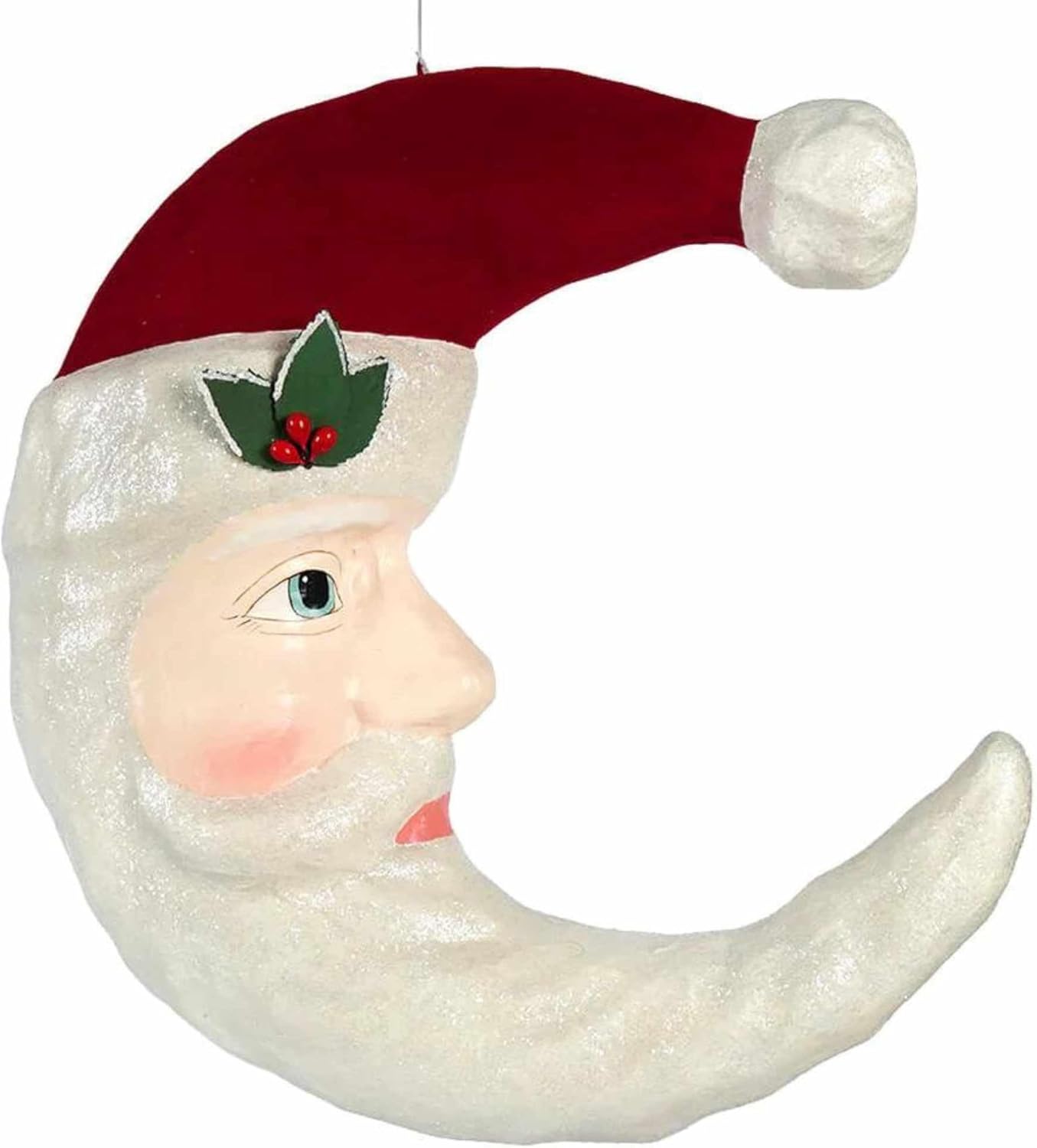 Bethany Lowe Tradicional Santa Luna Poliresina Navidad Crescent Claus – Una Figura Colgante 17.5 Pulgadas – Td0020 – Multicolor