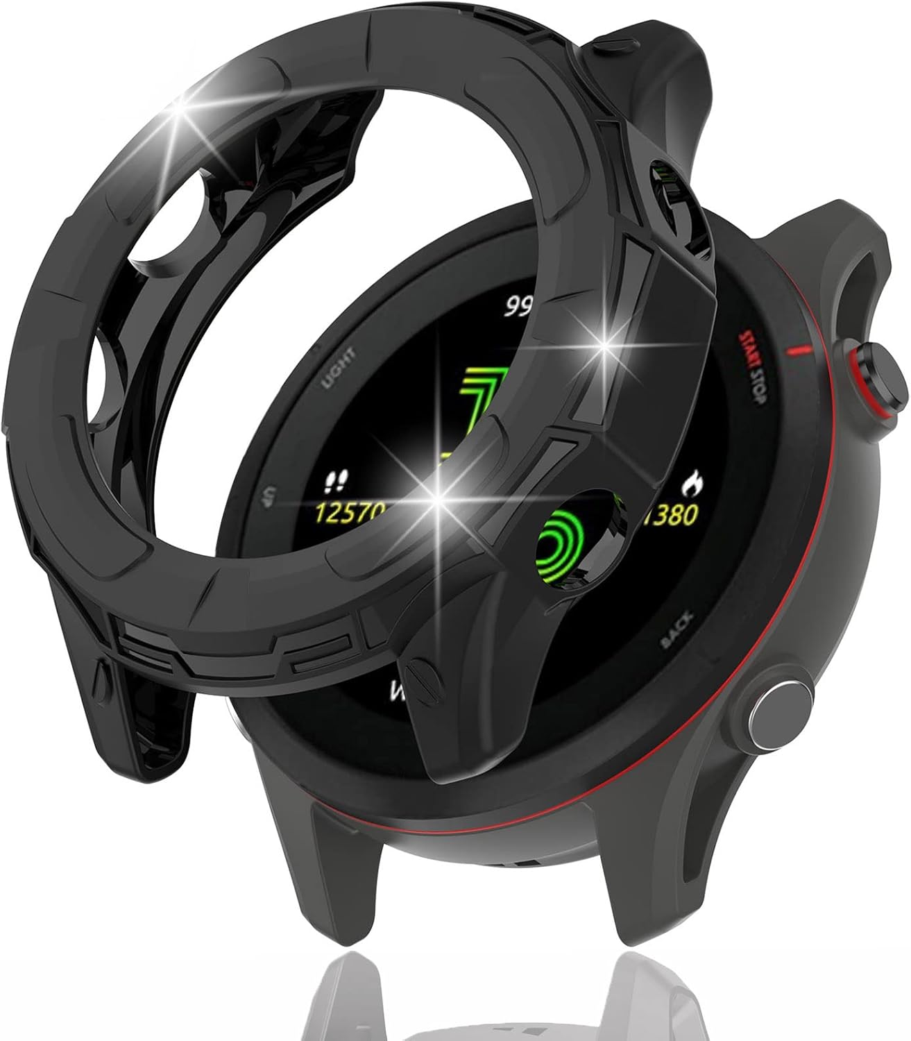Miimall Compatible con Garmin Forerunner 265, resistente a los arañazos, TPU protección militar, resistente a los arañazos, funda resistente para