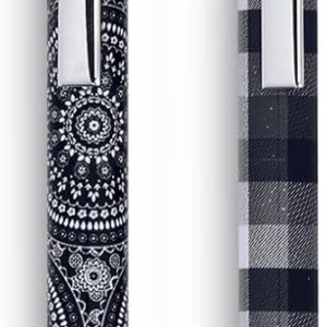 Vera Bradley Juego de bolígrafo y lápiz de metal, bolígrafo de tinta negra, lápiz mecánico con punta de borrador, medallón bandana Vera Bradley Juego de bolígrafo y lápiz de metal, bolígrafo de tinta negra, lápiz mecánico con punta de borrador, medallón bandana