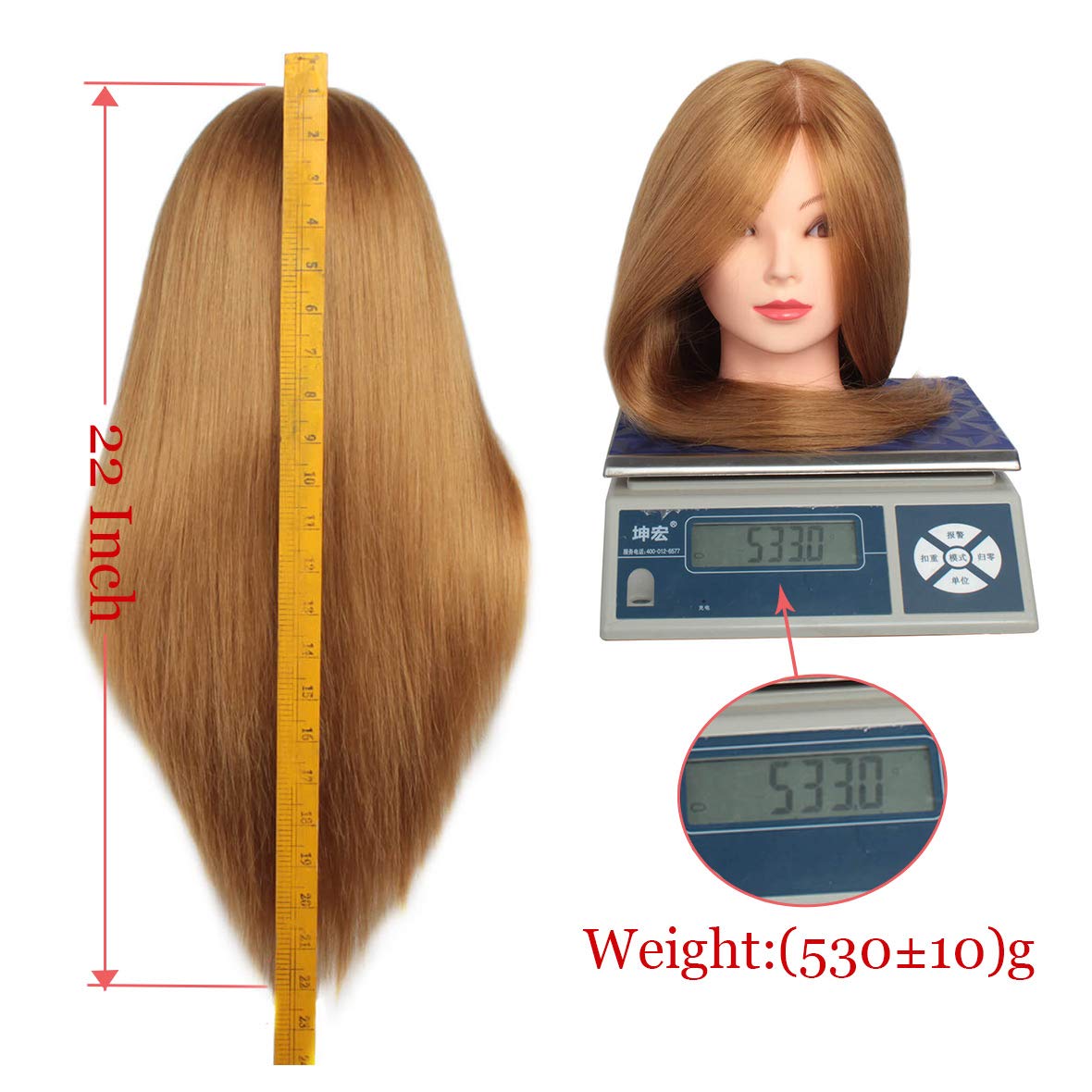 Cabeza de maniquí de 20 pulgadas 60% cabello humano de formación de peinado cabeza maniquí cosmetología cabeza de peluquería entrenamiento de