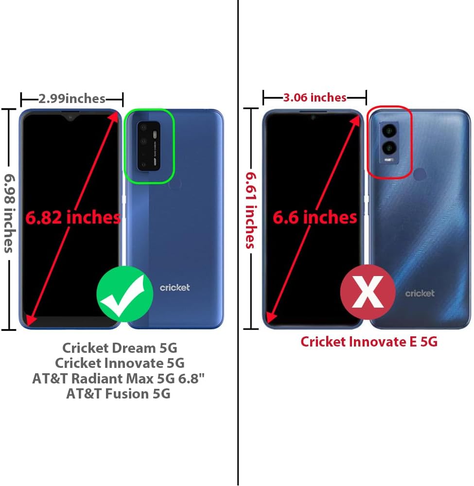 TJS Compatible con AT&T Radiant Max 5G 6.8 pulgadasCricket Dream 5GCricket Innovate 5GAT&T Fusion 5G, con protector de pantalla de vidrio templado,